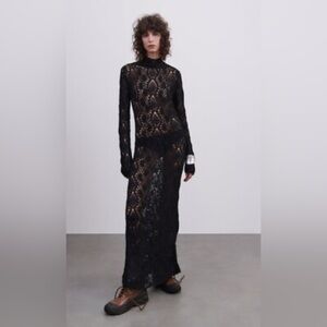 Zara Black Long Sleeve Cocktail Gown